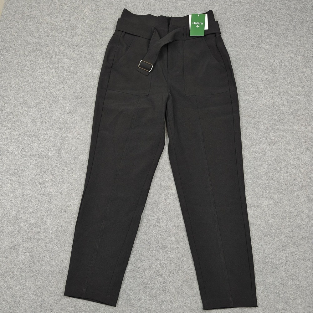 Halara Pants Womens XS Black Twill Belted Dress Work Stretch Pockets Career‎ New